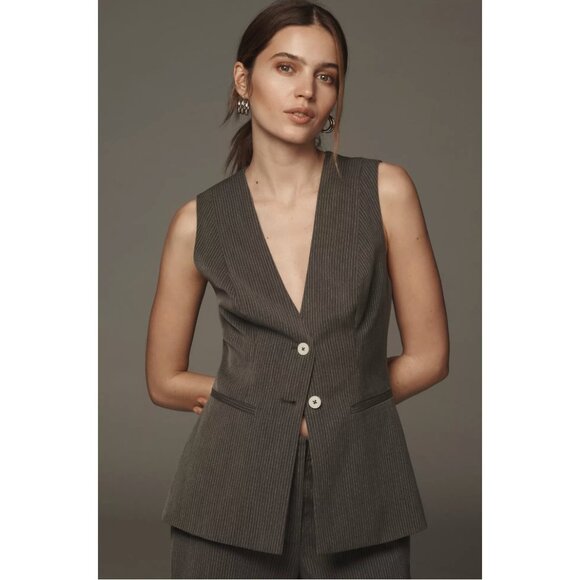 Reformation Saylor Two-Piece Vest + Pant Set Grey SZ 2 - Picture 2 of 4